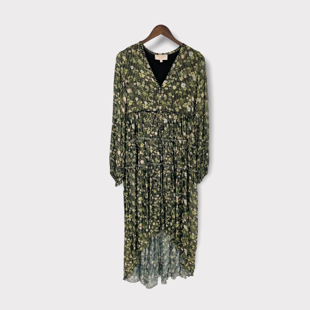 Rococo Sand Green Floral Maxi Peasant Dress‎